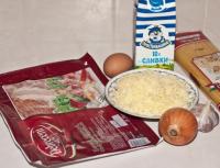 Makaron carbonara z boczkiem - przepis ze zdjęciami krok po kroku, jak gotować spaghetti w powolnej kuchence Przepis na makaron carbonara w powolnej kuchence